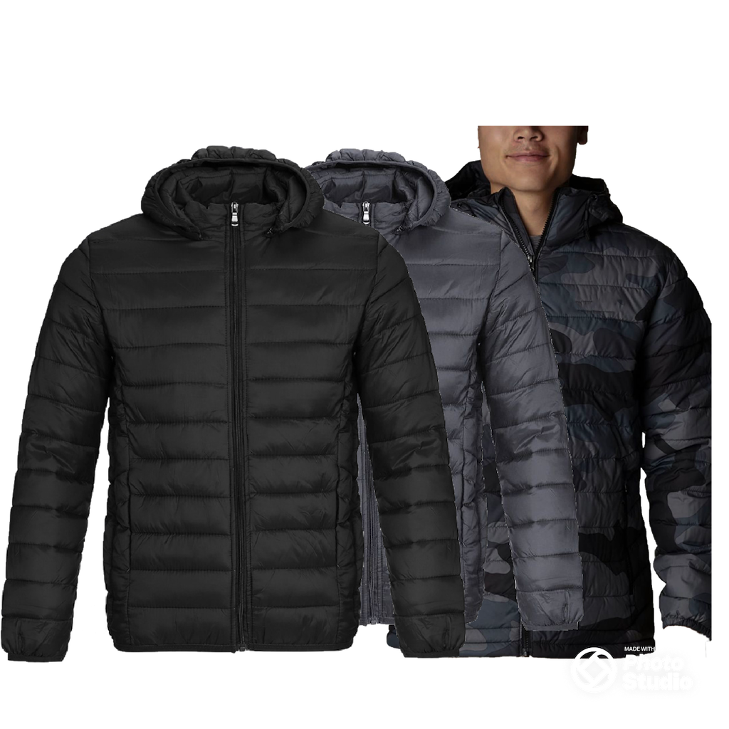 Men’s Packable Down Jacket Light Weight Hooded Puffer Coat 1260